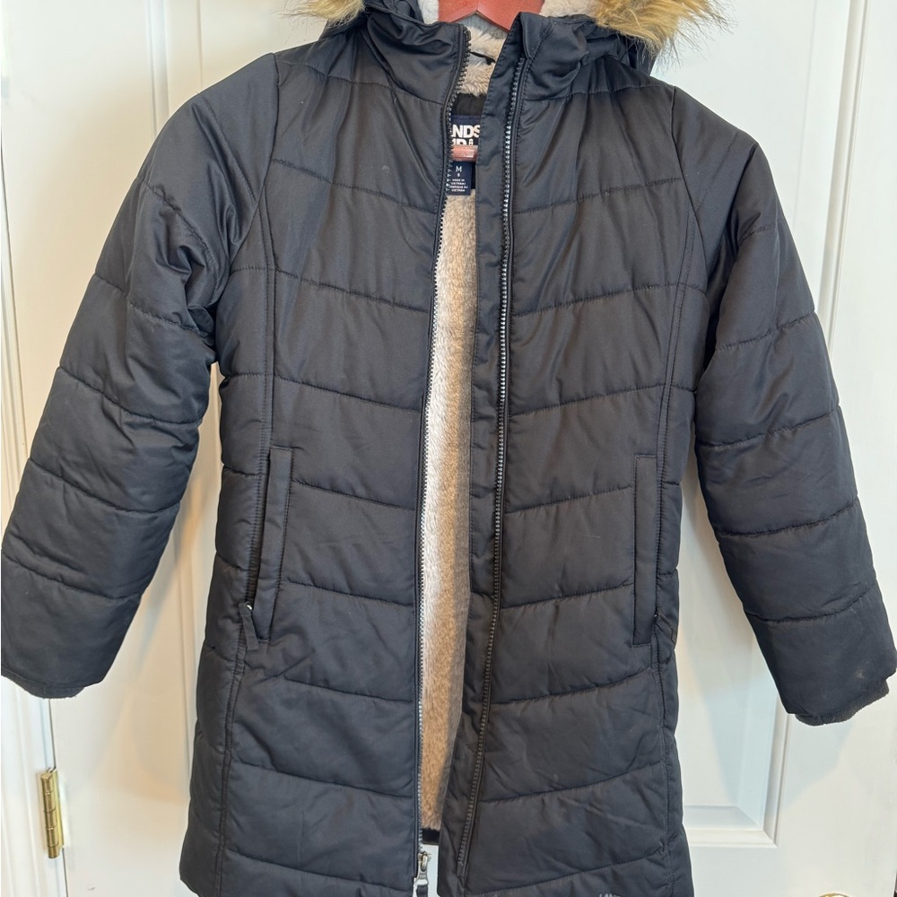 Lands' End Kids Charcoal Fleece Lined Parka